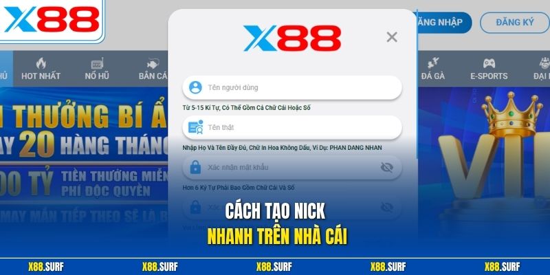Cách tạo nick nhanh trên nhà cái